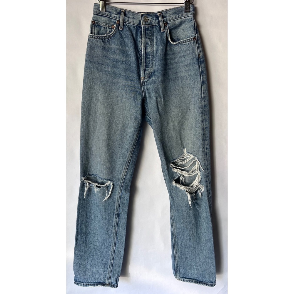 Agolde 90s Pinch Waist Jeans Wash‎ Distressed High Rise Straight Leg Size 25
